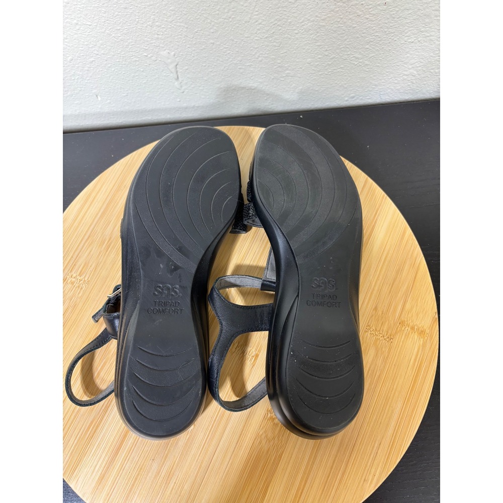 SAS Sandals 8 Tripad Comfort Black Leather Snake Embossed Ankle Strap USA - Picture 8 of 9